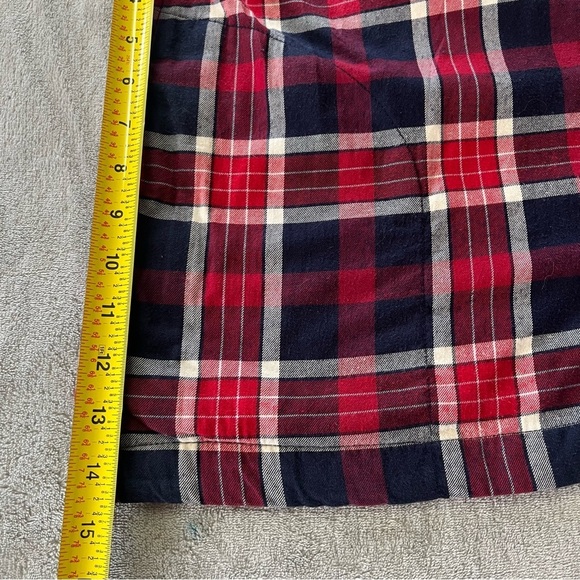 Eddie Bauer Navy & Red Plaid Button Down Lined Hooded Shacket - Picture 10 of 12